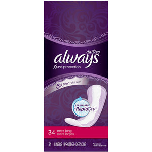 Always dailies Xtra protection 34 extra long liners