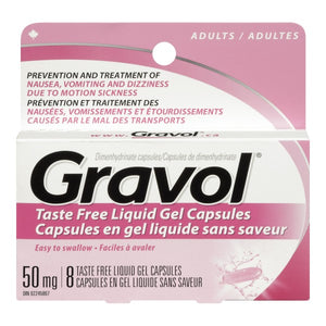Gravol Taste Free Liquid Gel Capsules 50 mg 8