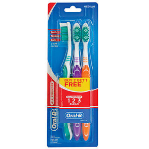 Oral-B All Rounder 123 Tooth Brush Medium 3's