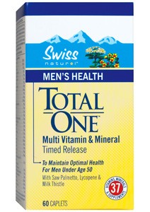 Total One Men Timed Release Multi Vitamin & Mineral With Saw Palmetto, Lycopene & Milk Thistle Caplet Box