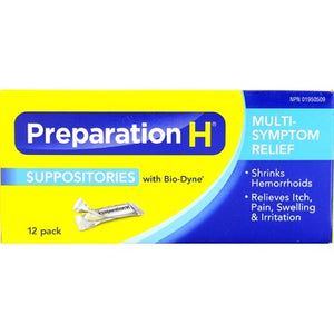 Preparation H suppositories 12's