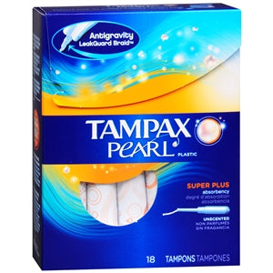 Tampax Pearl Plastic Super Plus Absorbency Unscented 18's