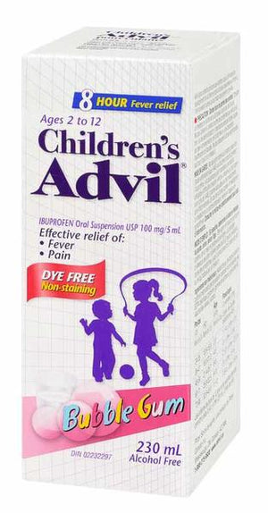 Children's Advil Bubble Gum  Dye Free 230 ml Alcohol Free